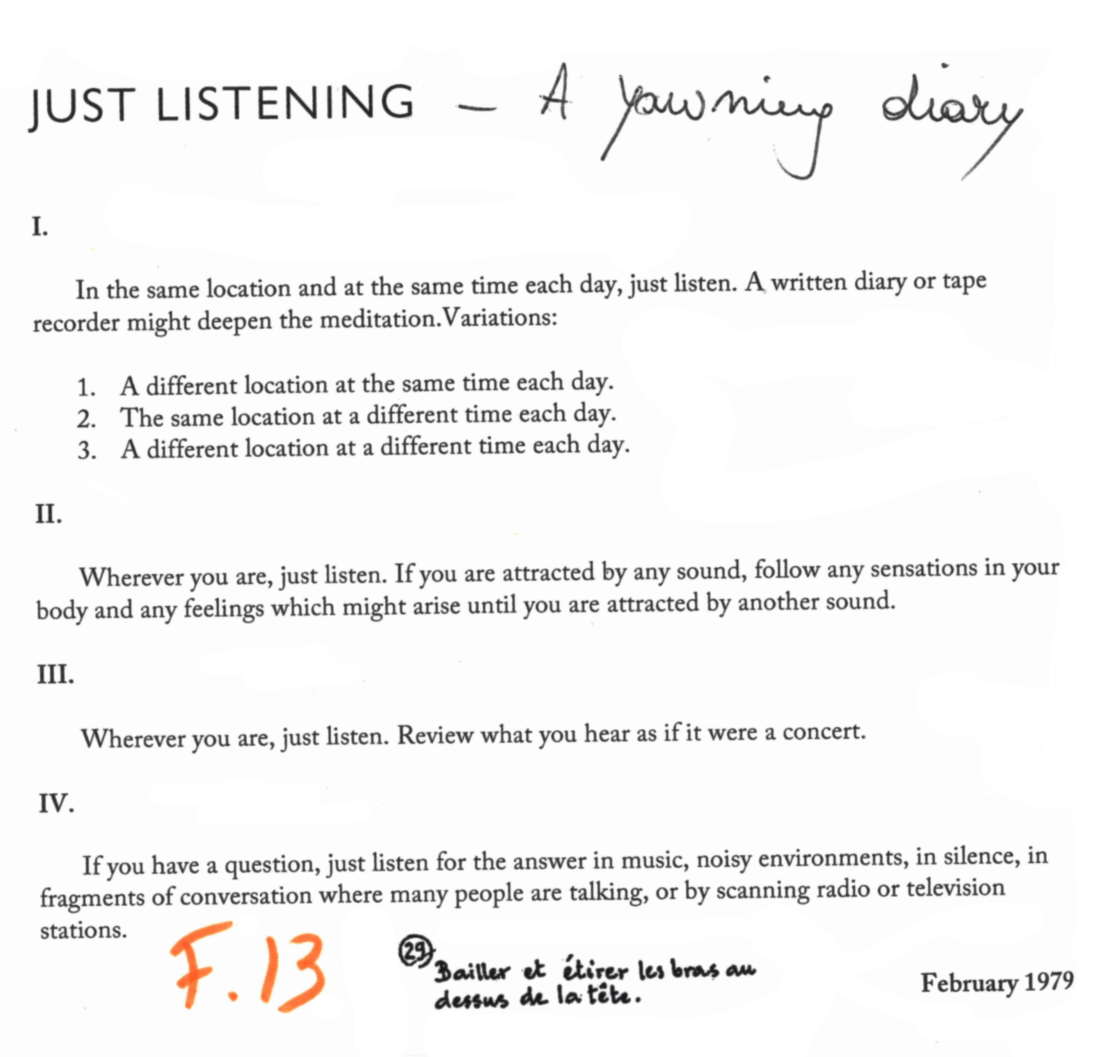 F.13 & Just Listening