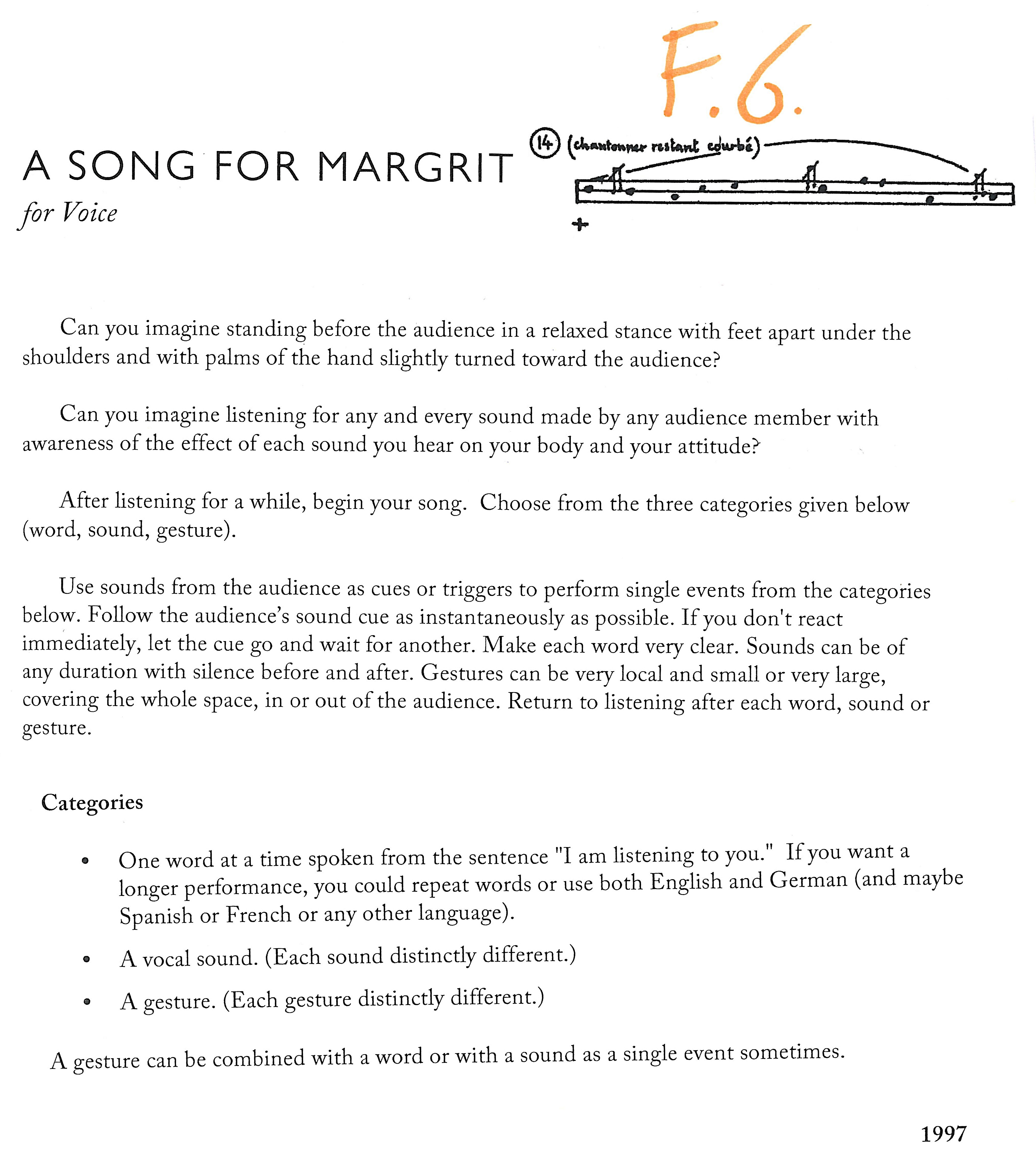 F.6 & A Song for Margrit